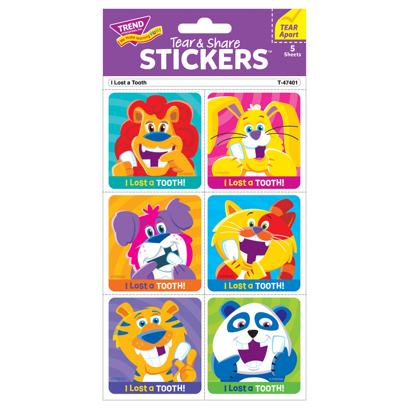 I Lost A Tooth Tear & Share Stickers®, 30 Per Pack, 6 Packs