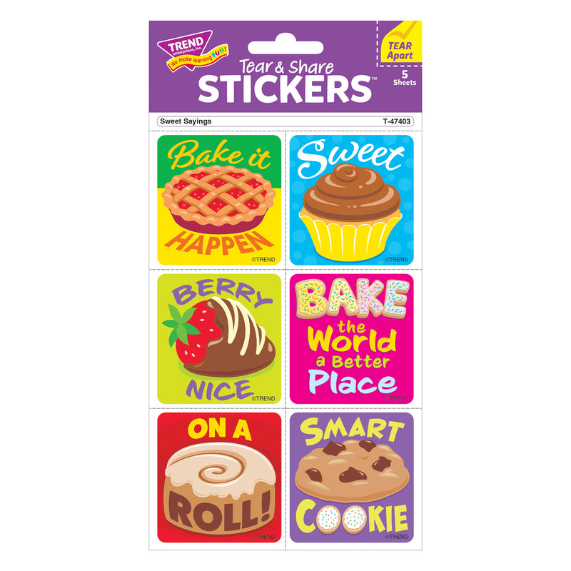 Sweet Sayings Tear & Share Stickers®, 30 Per Pack, 6 Packs