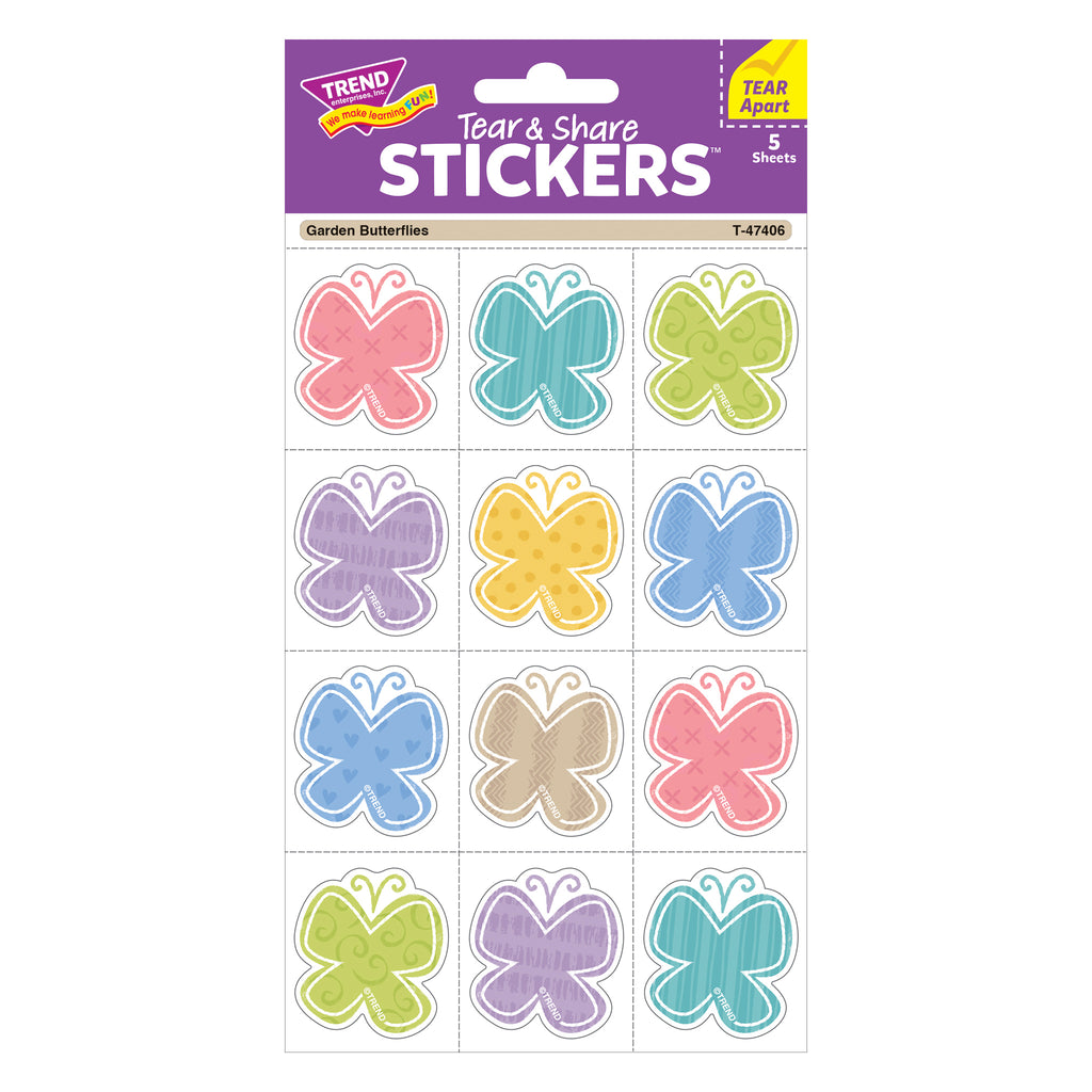Garden Butterflies Stickers Tear & Share