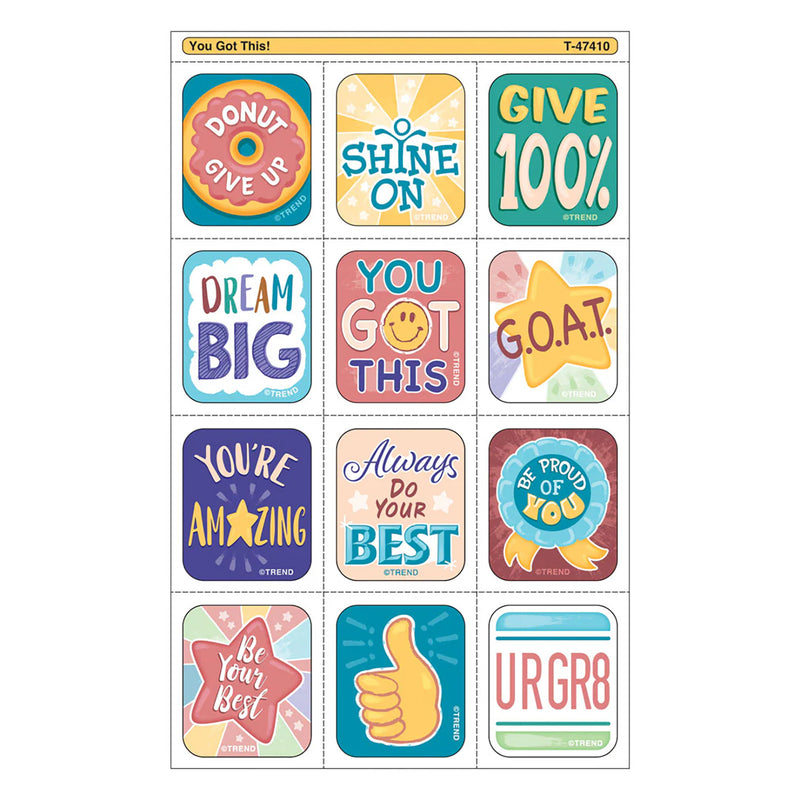 You Got This! Tear & Share Stickers™, 60 Per Pack, 6 Packs