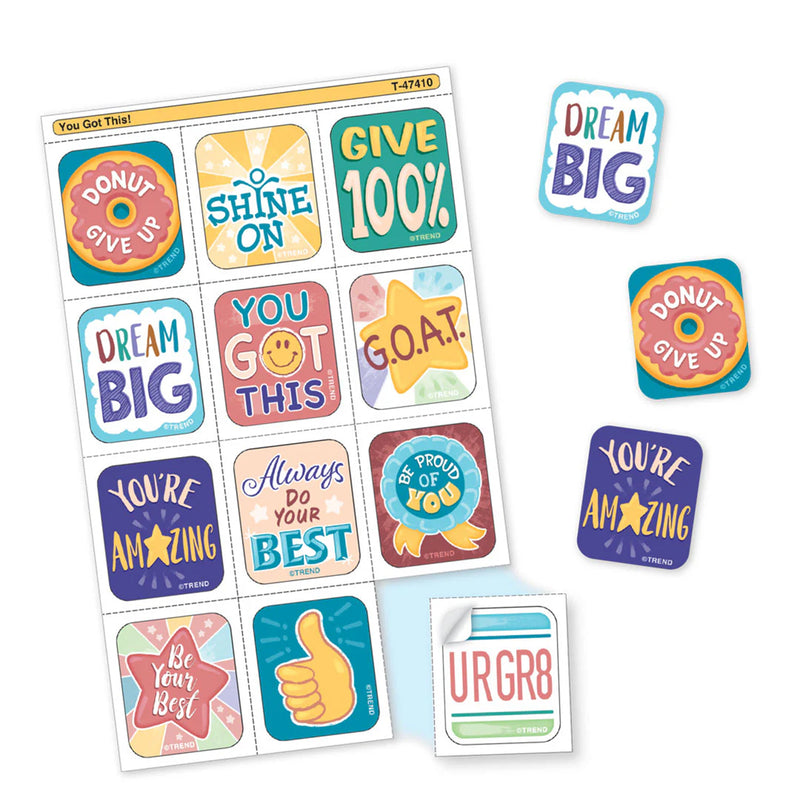 You Got This! Tear & Share Stickers™, 60 Per Pack, 6 Packs
