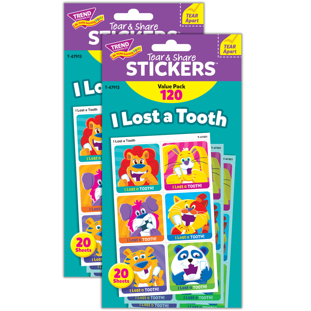 I Lost A Tooth Tear & Share Stickers® Value Pack, 120 Per Pack, 2 Packs