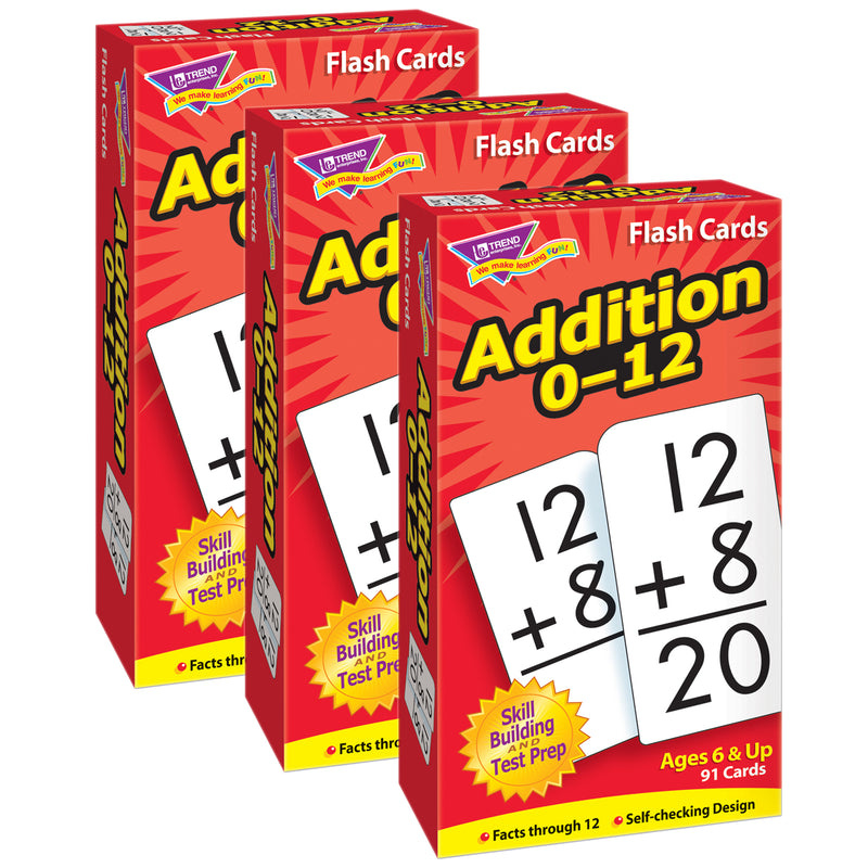 (3 Pk) Flash Cards Addition 0-12