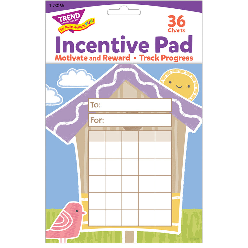Garden Birdhouse Incentive Pad, 36 Sheets, Pack of 3
