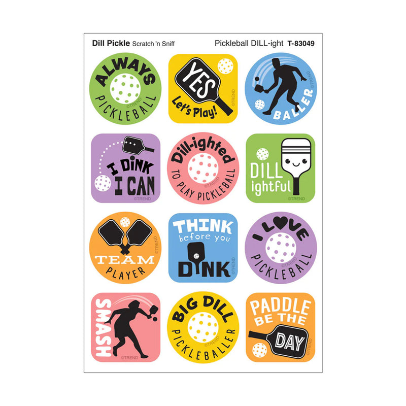 Pickleball Pride, Dill Pickle Scent Scratch 'n Sniff Stinky Stickers®, 48 Per Pack, 6 Packs