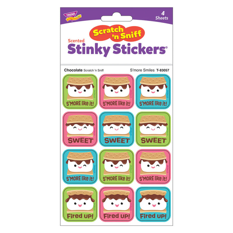 S'more Smiles, Chocolate Scent Scratch 'n Sniff Stinky Stickers®, 48 Per Pack, 6 Packs