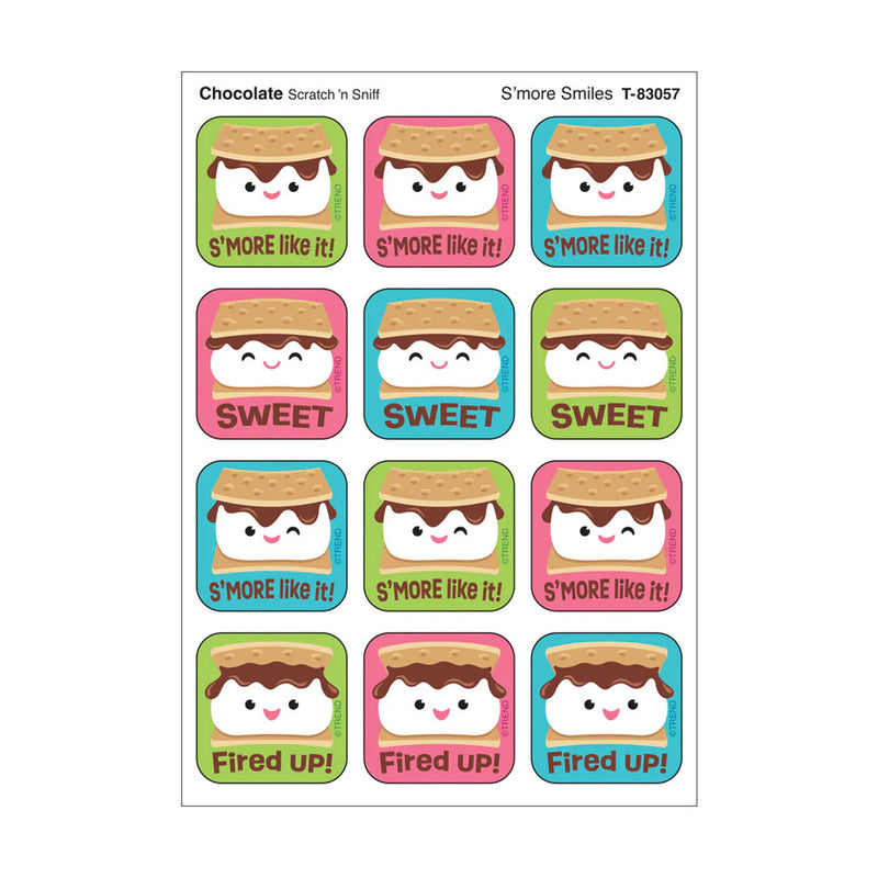 S'more Smiles, Chocolate Scent Scratch 'n Sniff Stinky Stickers®, 48 Per Pack, 6 Packs