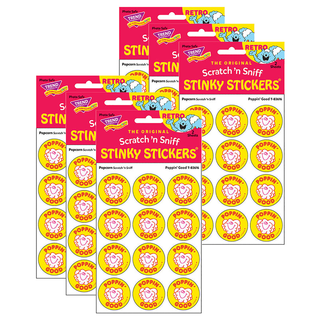 (6 Pk) Stickers 24ct Poppin Good Popcorn Scent