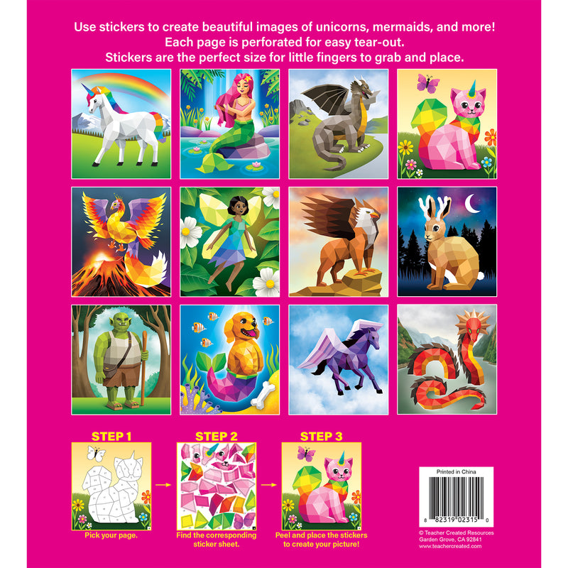 Magical Creatures Modern Mosaics Stick to the Numbers Activity Book, Pack of 2