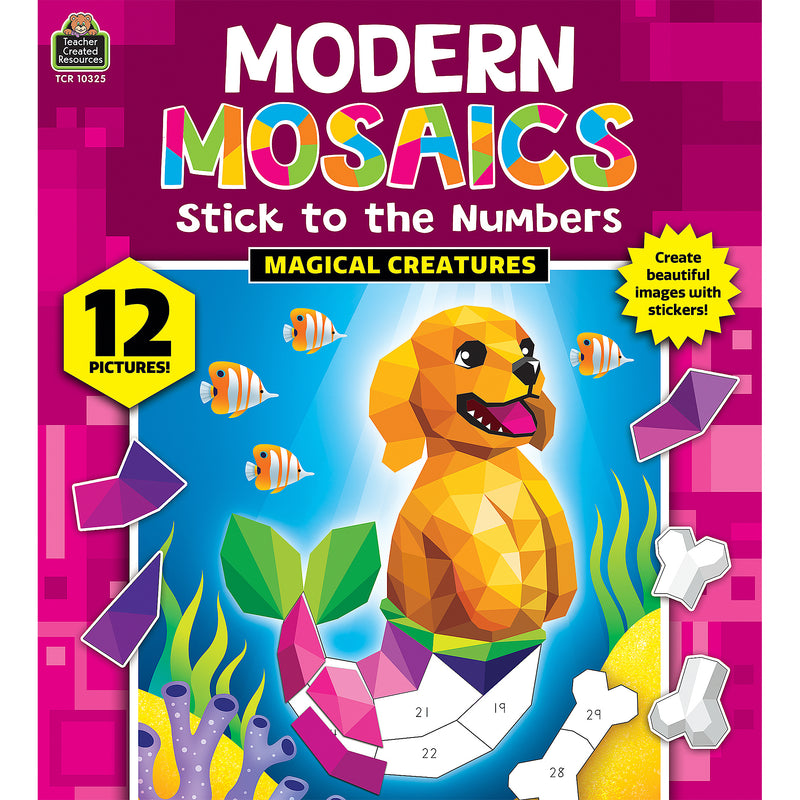 Magical Creatures Modern Mosaics Stick to the Numbers Activity Book, Pack of 2
