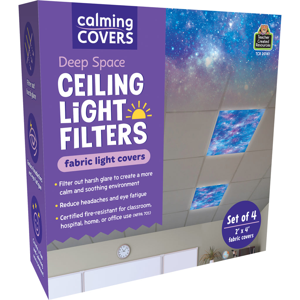 Calming Covers Ceiling Light Filters, 2' x 4', Deep Space, Pack of 4