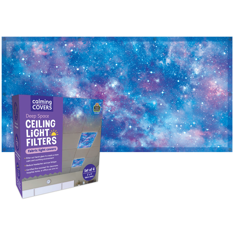 Calming Covers Ceiling Light Filters, 2' x 4', Deep Space, Pack of 4