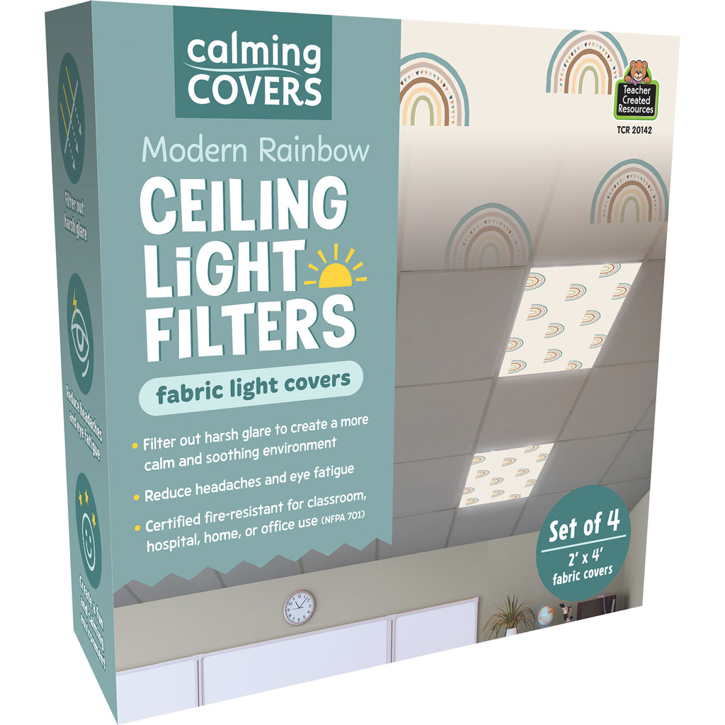 Calming Covers Ceiling Light Filters, 2' x 4', Modern Rainbow, Pack of 4