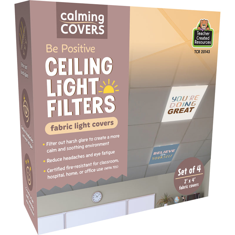 Calming Covers Ceiling Light Filters, 2' x 4', Be Positive, Pack of 4