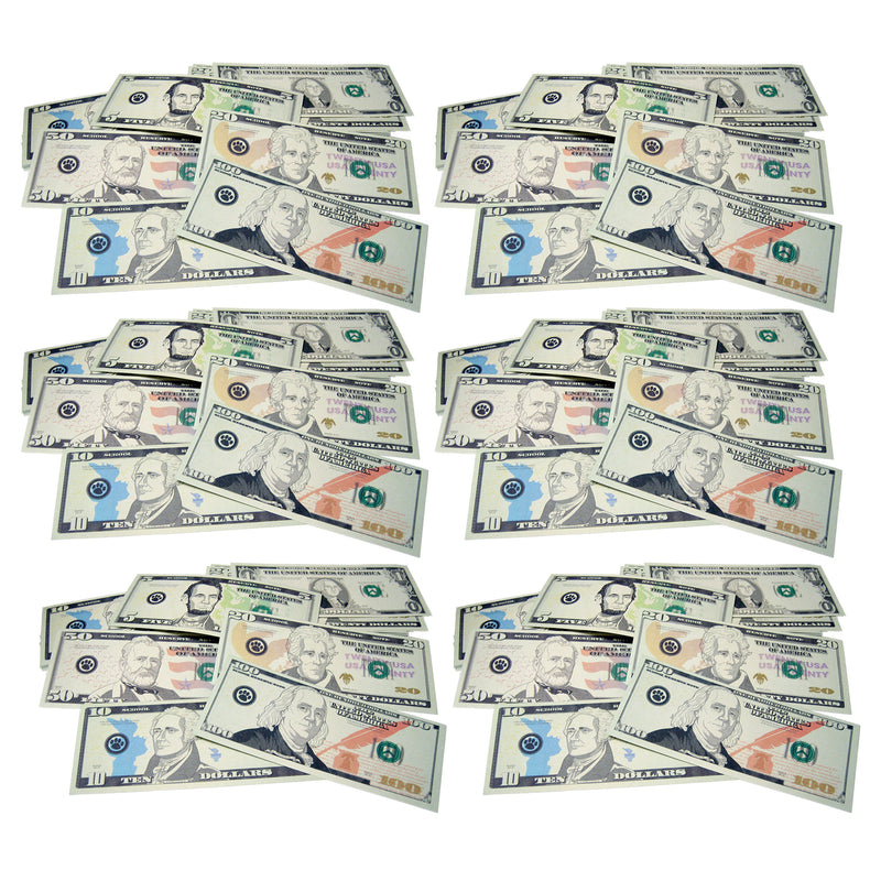 Play Money: Assorted Bills, 110 Per Pack, 6 Packs