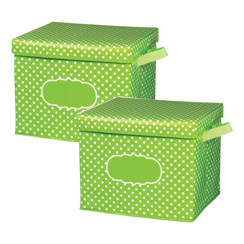 Lime Polka Dots Storage Box, Pack of 2