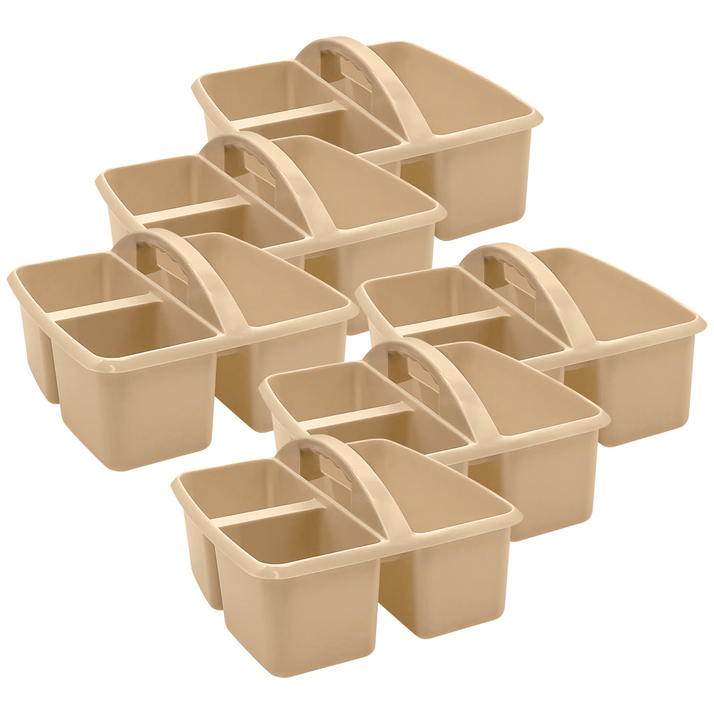 Plastic Storage Caddy, Light Brown, Pack of 6