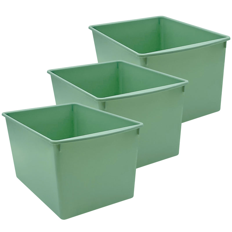 Plastic Multi-Purpose Bin, Eucalyptus Green, Pack of 3