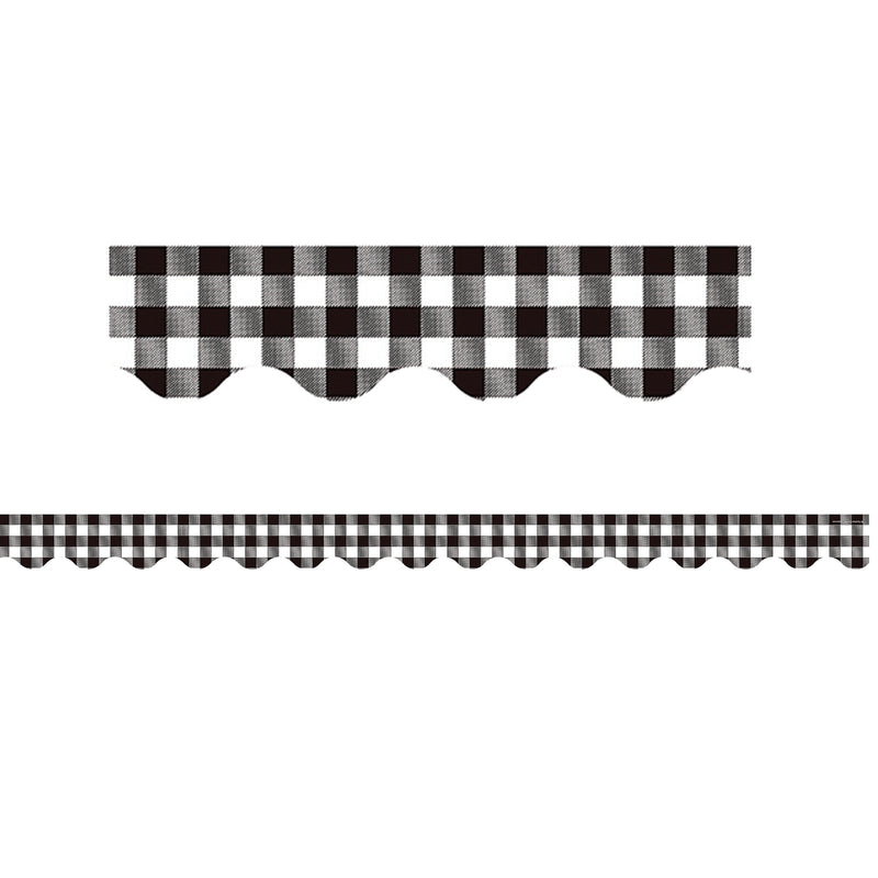 Blk & Wht Gingham Scalloped Border