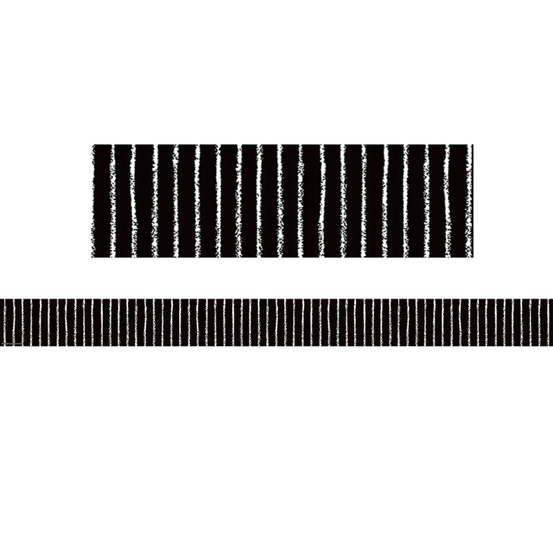 Black With White Pinstripes Straight Border Trim, 35 Feet Per Pack, 6 Packs