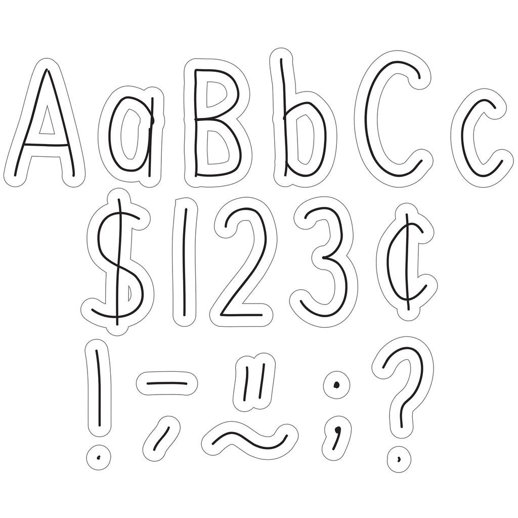4in Letters Black On White Hand Drawn