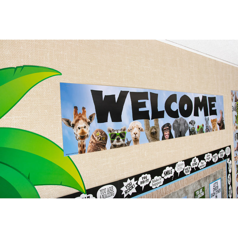 Go Wild Animals Welcome Banner, 8" x 39", Pack of 6