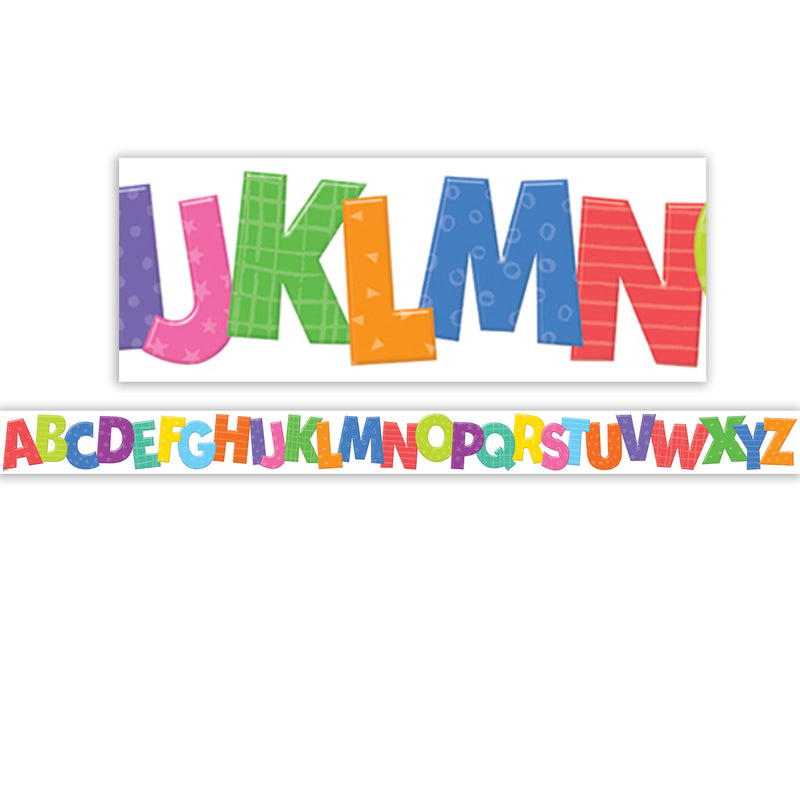 Colorful Alphabet Die-Cut Border Trim, 35 Feet Per Pack, 6 Packs