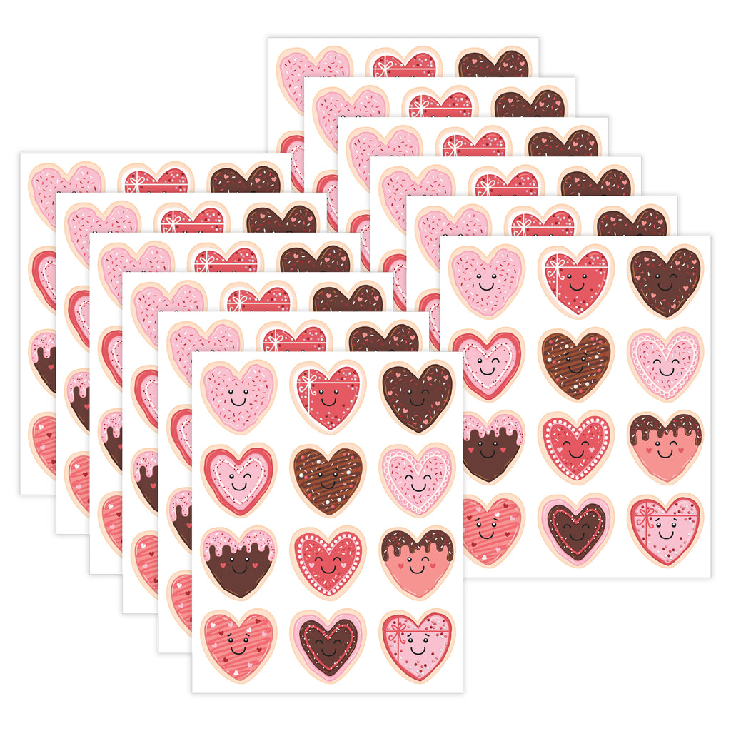 Frosted Heart Cookies Stickers, 72 Per Pack, 12 Packs