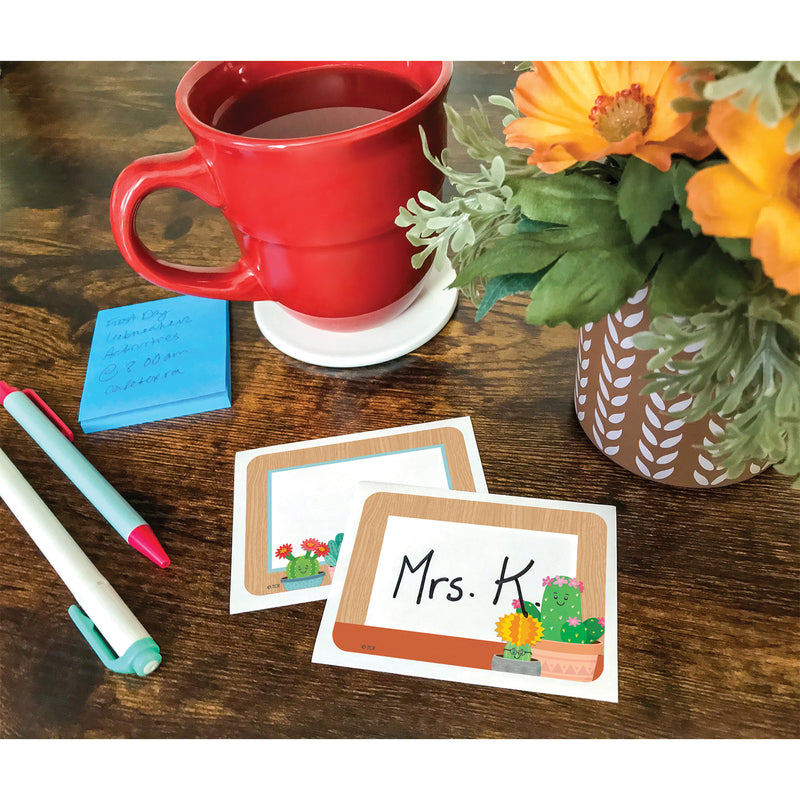 Happy Cactus Crew Name Tags/Labels, Multi-Pack, 3-1/2" x 2-1/2", 36 Per Pack, 6 Packs