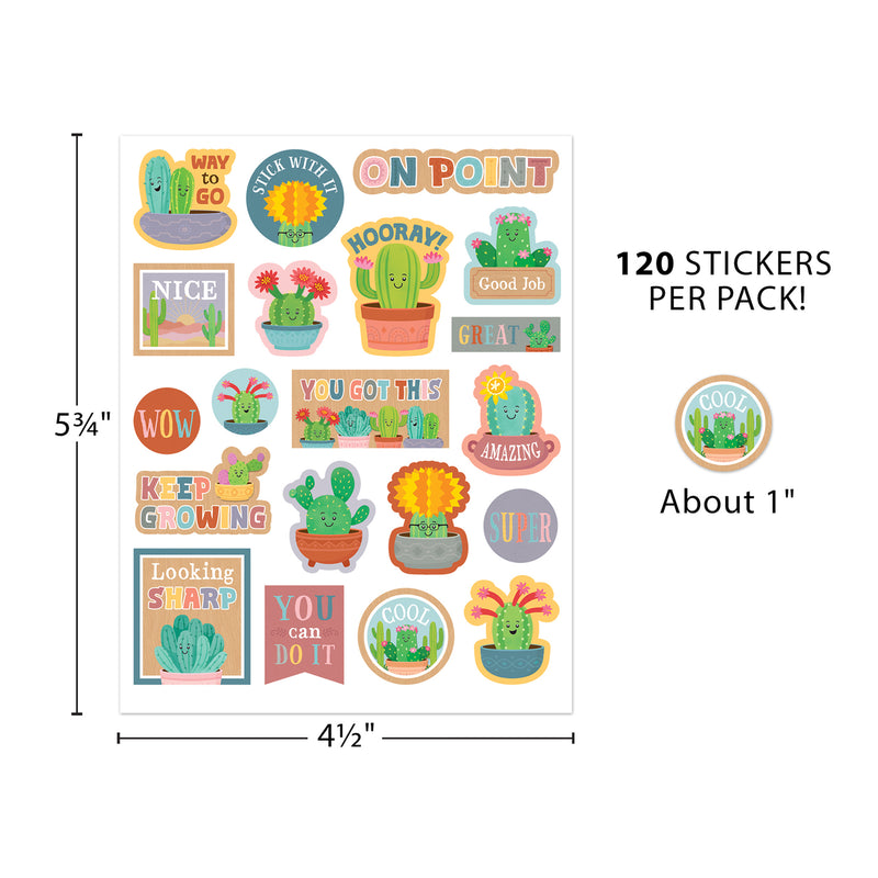 Happy Cactus Crew Stickers, 120 Per Pack, 12 Packs