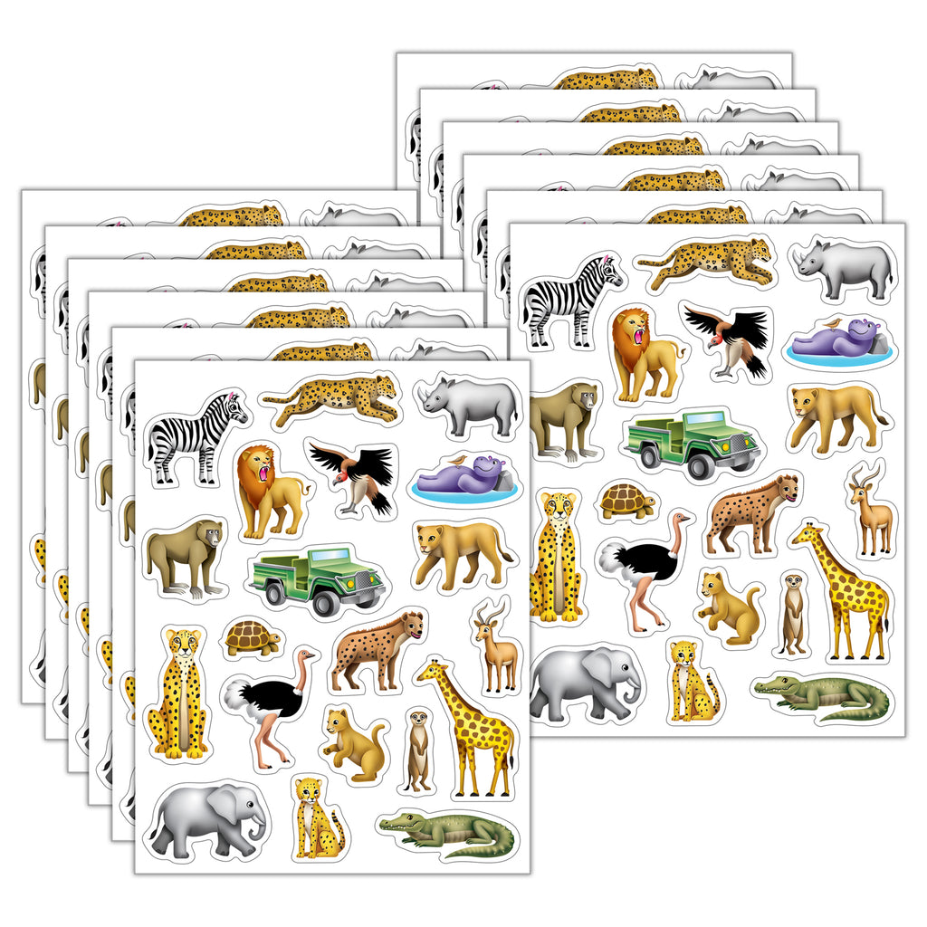Safari Stickers, 120 Per Pack, 12 Packs