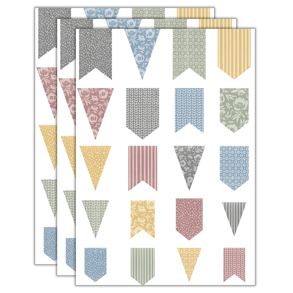 Classroom Cottage Pennants Accents - Assorted Sizes, 60 Per Pack, 3 Packs