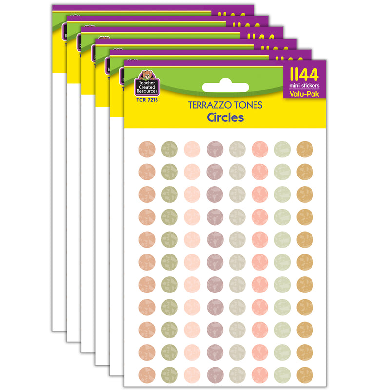 Terrazzo Tones Circles Mini Stickers Valu-Pak, 1144 Per Pack, 6 Packs