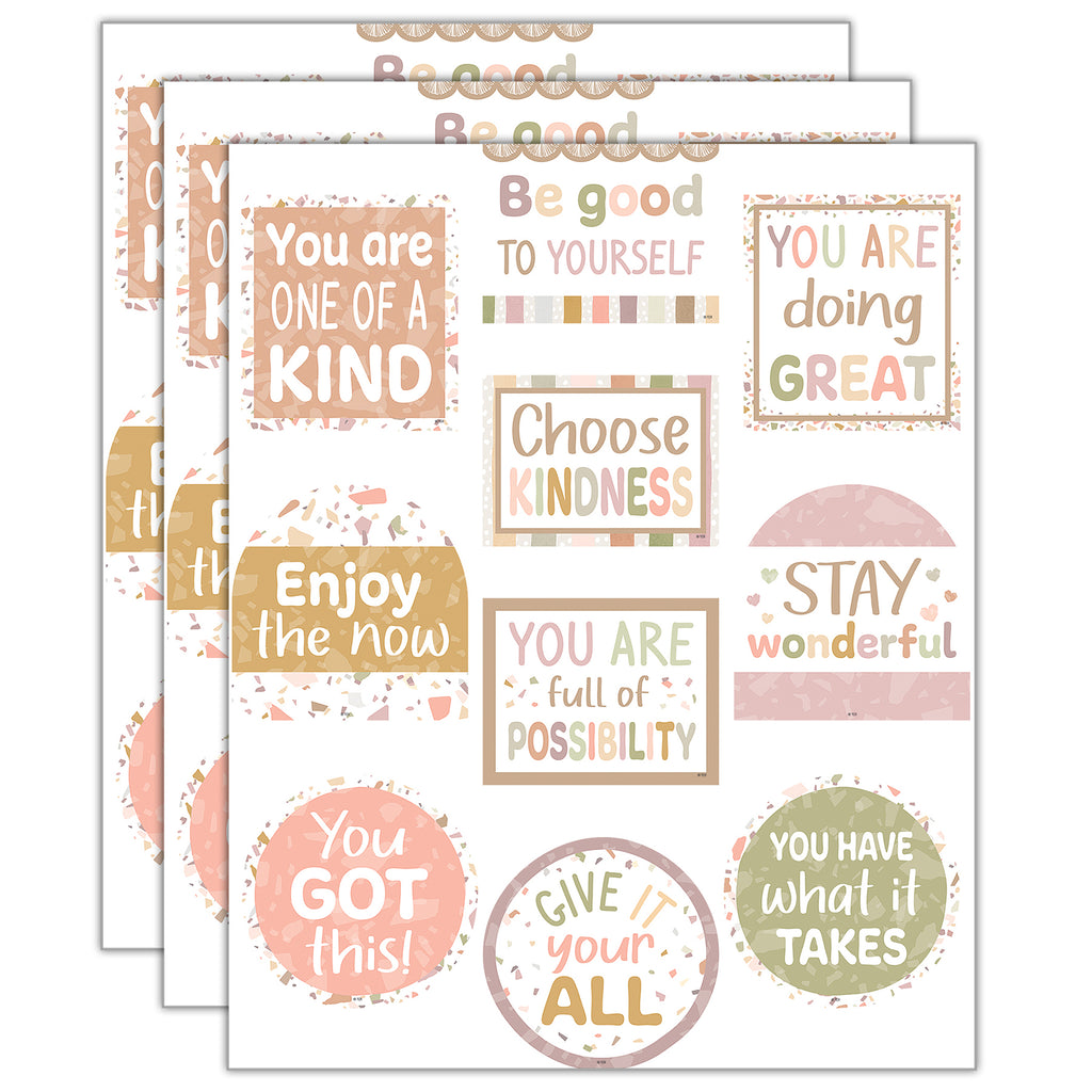 Terrazzo Tones Positive Sayings Accents, 30 Per Pack, 3 Packs