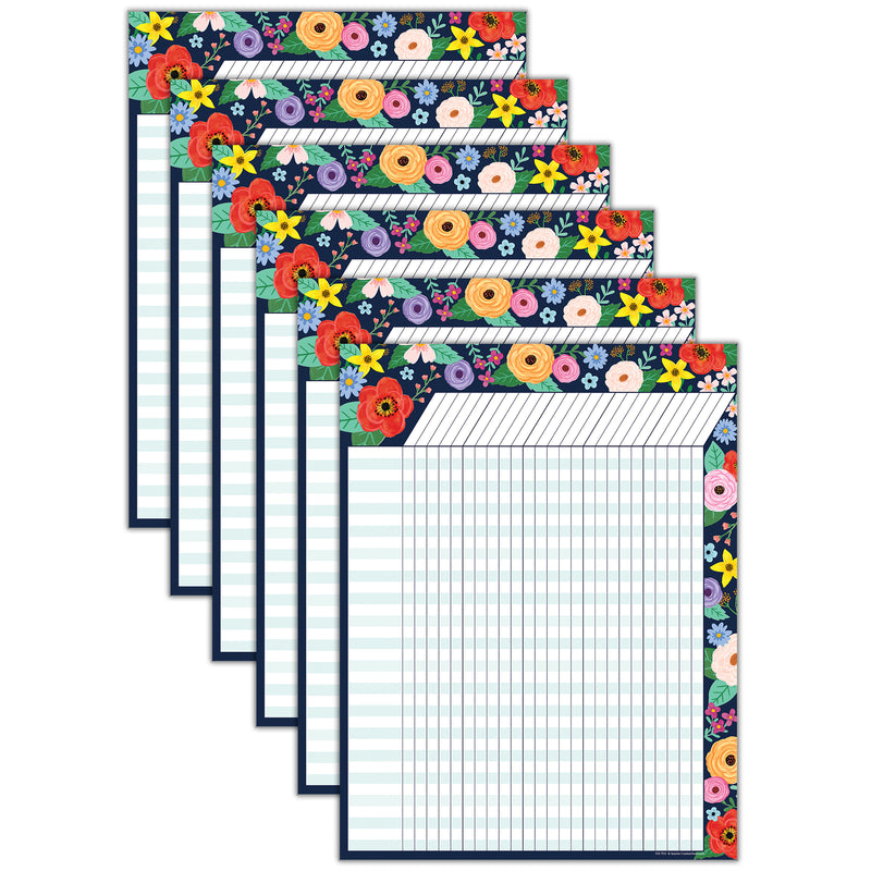 Wildflowers Incentive Chart, 17" x 22", Pack of 6