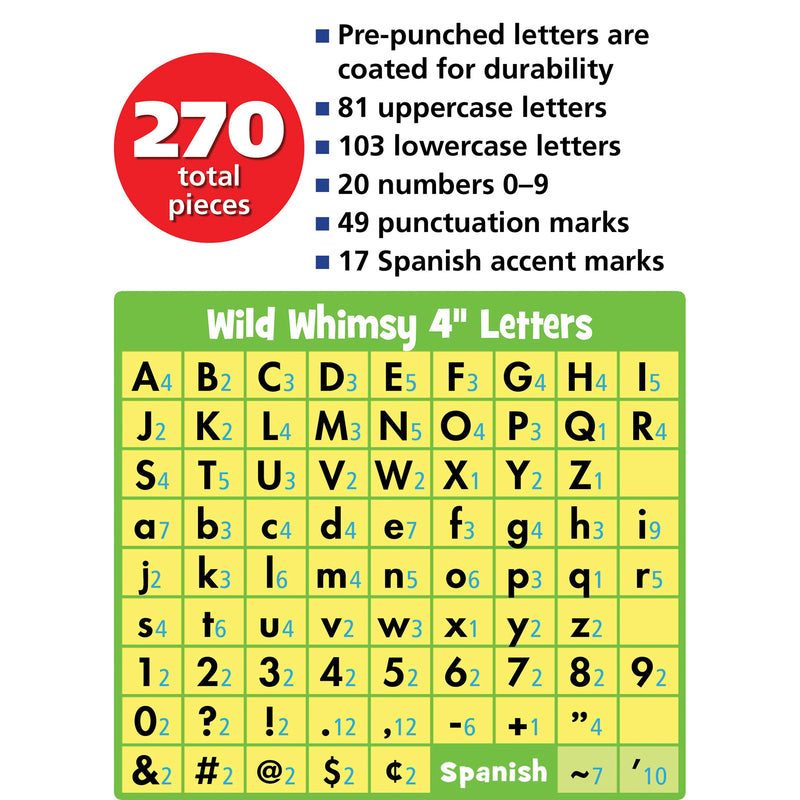 Black 4" Wild Whimsy Letters Combo Pack, 270 Per Pack, 3 Packs