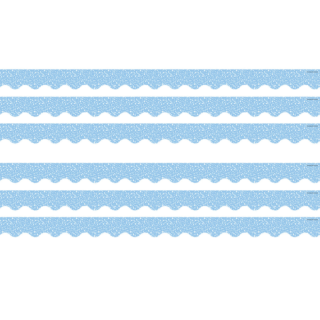Composition Blue Scalloped Border Trim, 35 Feet Per Pack, 6 Packs