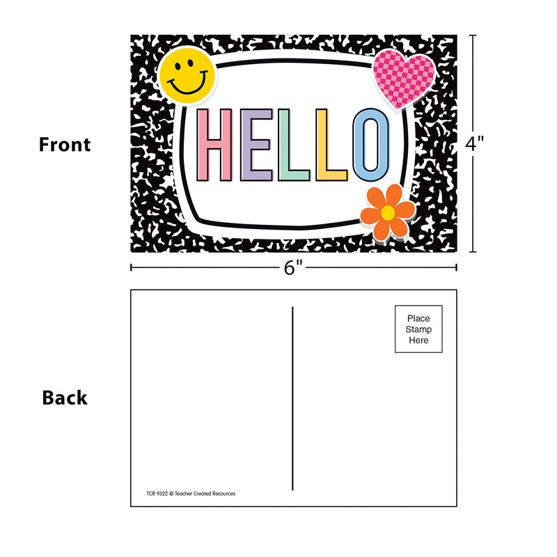 Cool for School Hello Postcards, 30 Per Pack, 6 Packs