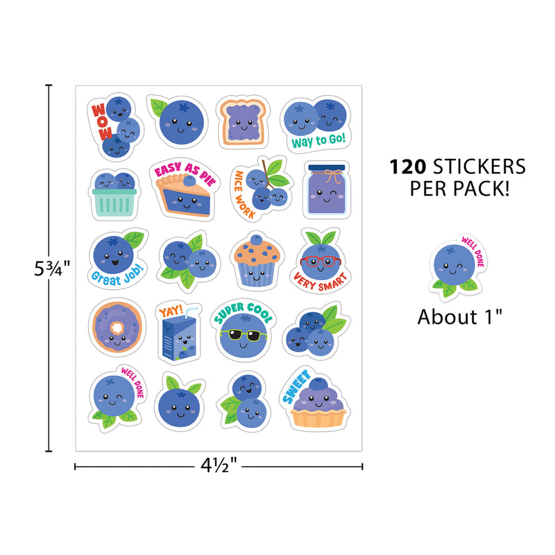 Blueberry Smelly Stickers, 120 Per Pack, 6 Packs
