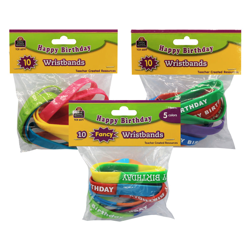 Happy Birthday Wristband Classroom Super Pack, 30 Per Pack, 2 Packs