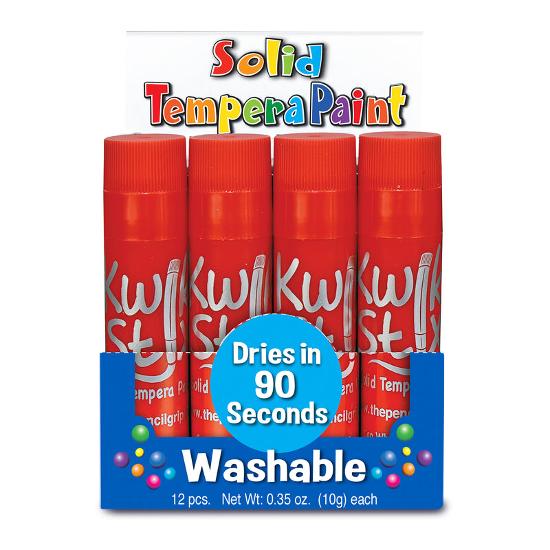 Solid Tempera Paint Sticks, Single Color Pack, Red, 12 Per Pack, 2 Packs