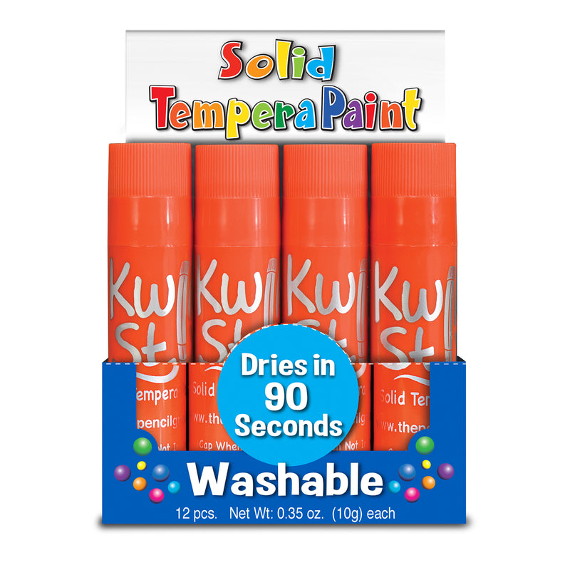 Solid Tempera Paint Sticks, Single Color Pack, Orange, 12 Per Pack, 2 Packs