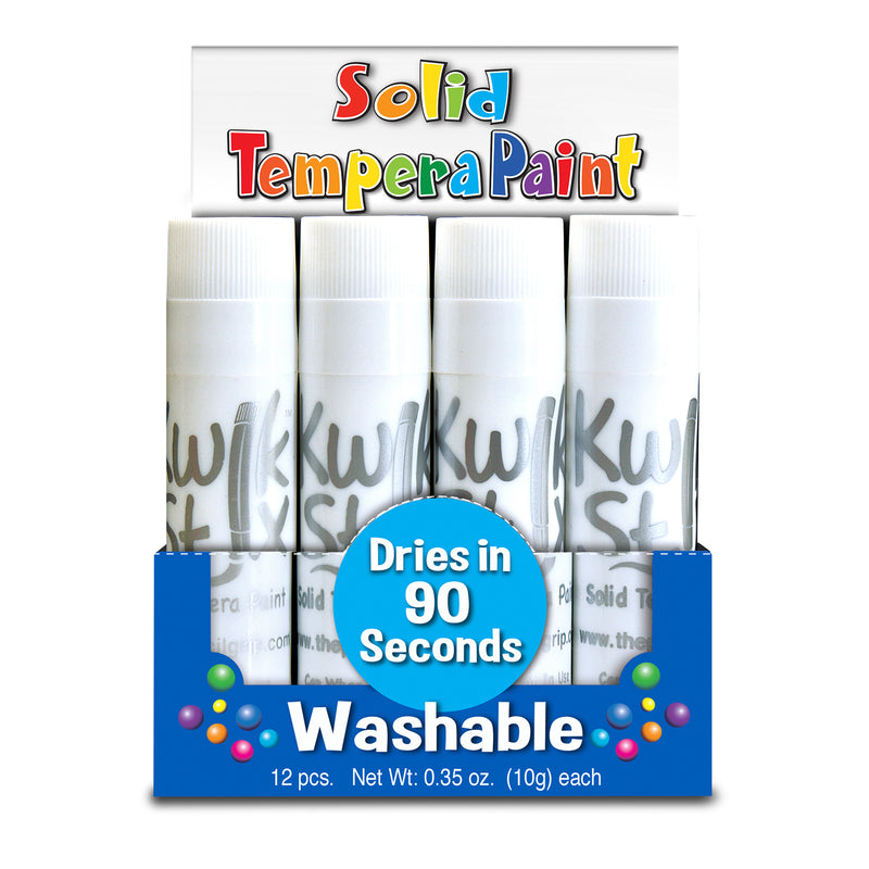 Solid Tempera Paint Sticks, Single Color Pack, White, 12 Per Pack, 2 Packs