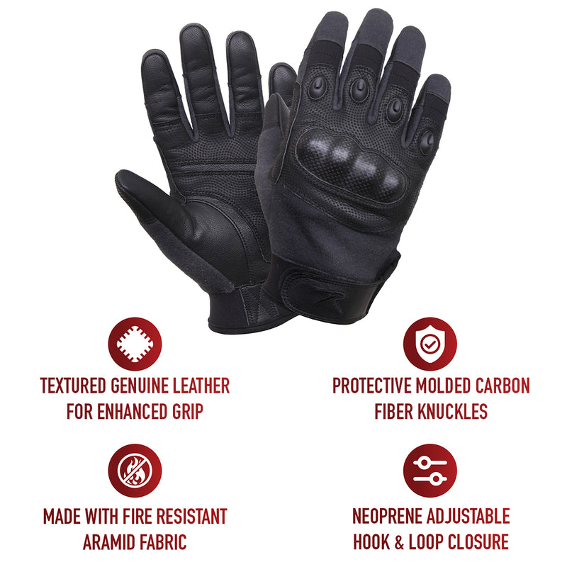 Rothco Carbon Fiber Hard Knuckle Cut/Fire Resistant Gloves