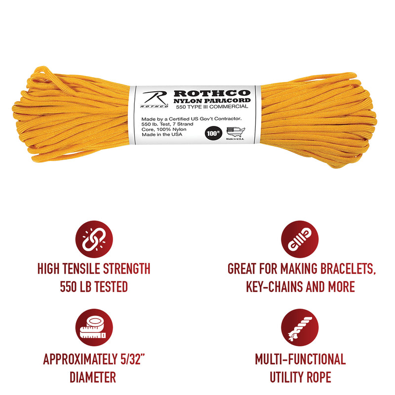 Rothco Nylon Paracord Type III 550 LB 100FT