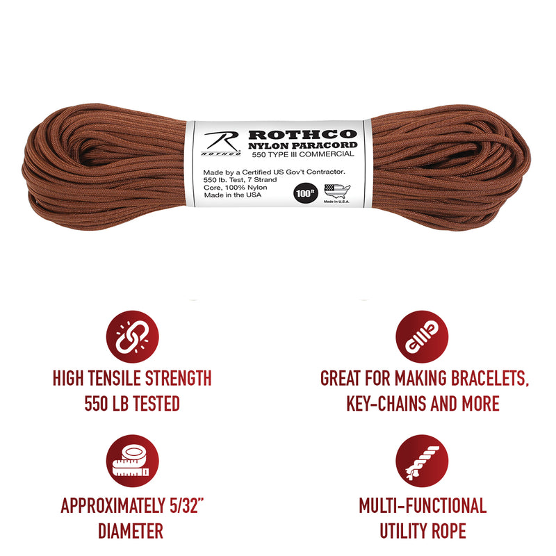 Rothco Nylon Paracord Type III 550 LB 100FT