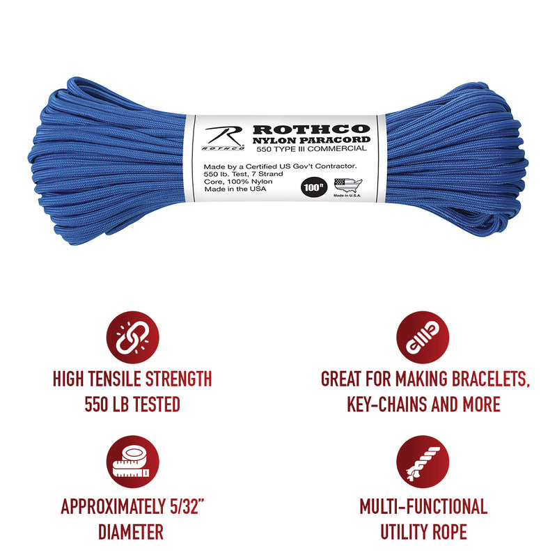 Rothco Nylon Paracord Type III 550 LB 100FT