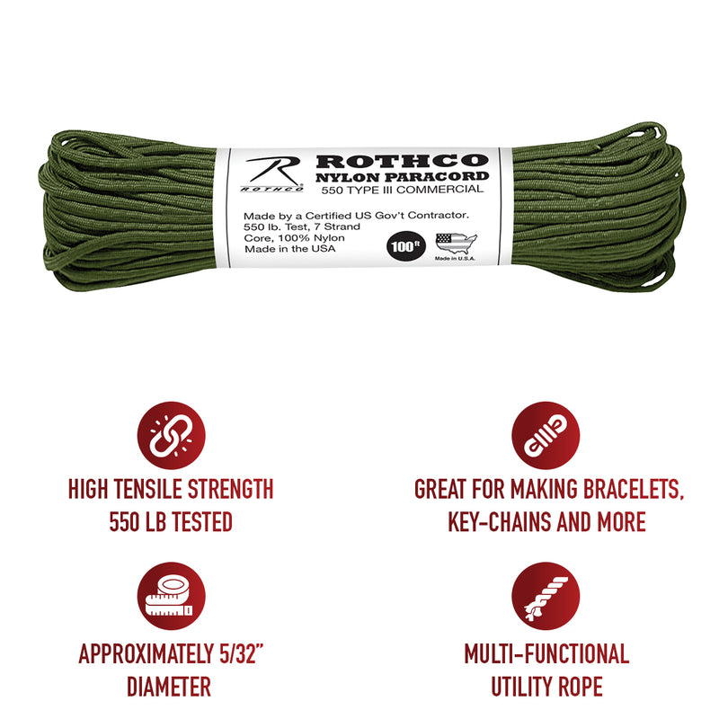 Rothco Nylon Paracord Type III 550 LB 100FT