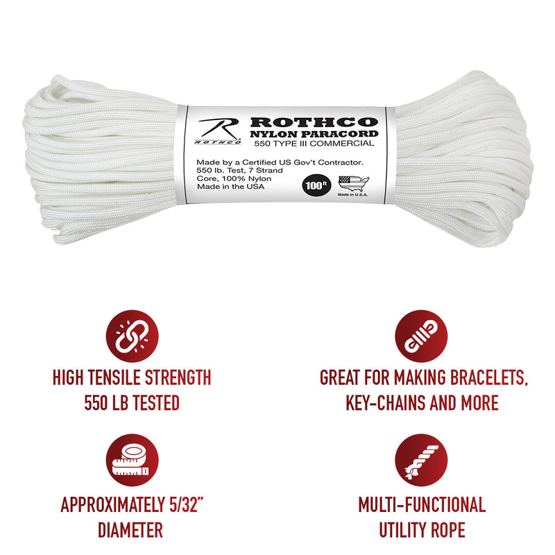 Rothco Nylon Paracord Type III 550 LB 100FT