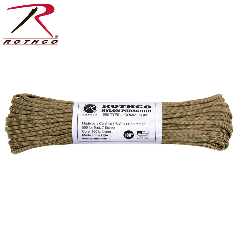 Rothco Nylon Paracord Type III 550 LB 100FT